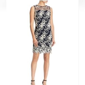 Ralph Lauren Navy and Ivory Lace Dress